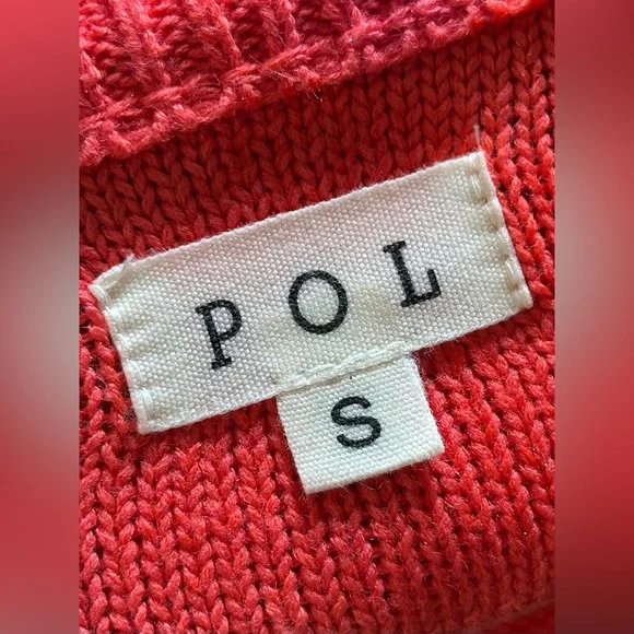 POL Never Let You Go Sweater Coral Pink Dolman Balloon Sleeve Raw Edge - Picture 7 of 8